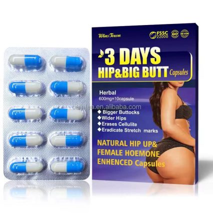 Retail: 3 Days Hip & Butt Enhancement – Natural Herbal Supplement for Bigger Hips and Buttocks – 600mg (minimum order quantity MOG 10)