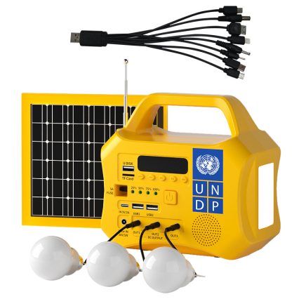 portable outdoor solar lighting assistance 10000Mah + 5w solar panel + 2 lightning bulbs