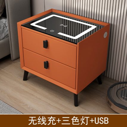 Solid Wood Smart Bedside Table, Light Luxury, High-End, Modern, Simple, Small, Extremely Narrow, Multi-Functional.  solid wood 50/40/46cm solid Wood 45/40/46cm solid wood 40/40/46cm