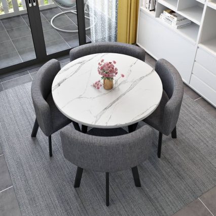 Stowable Dining Table for Home Small Apartment Dining Table Store Paving Negotiation Table and Chair Combination Reception Round. 80/80/75cm