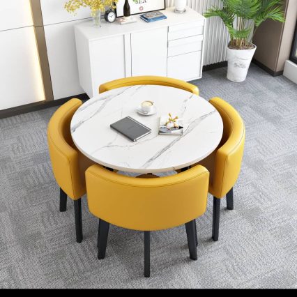 Stowable Dining Table for Home Small Apartment Dining Table Store Paving Negotiation Table and Chair Combination Reception Round.  70/70/75cm