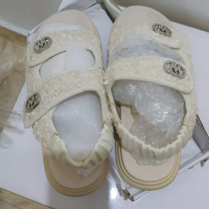 Cream Embellished Sandals